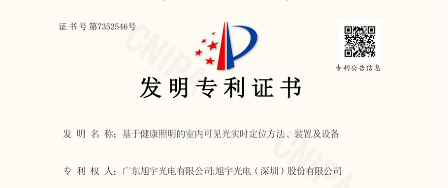 喜报 | 旭宇光电荣获可见光通信领域国家发明专利授权